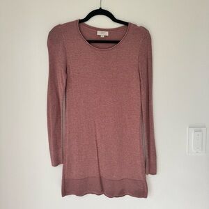 LOFT Rib Trim Tunic Sweater Mauve Extra Small